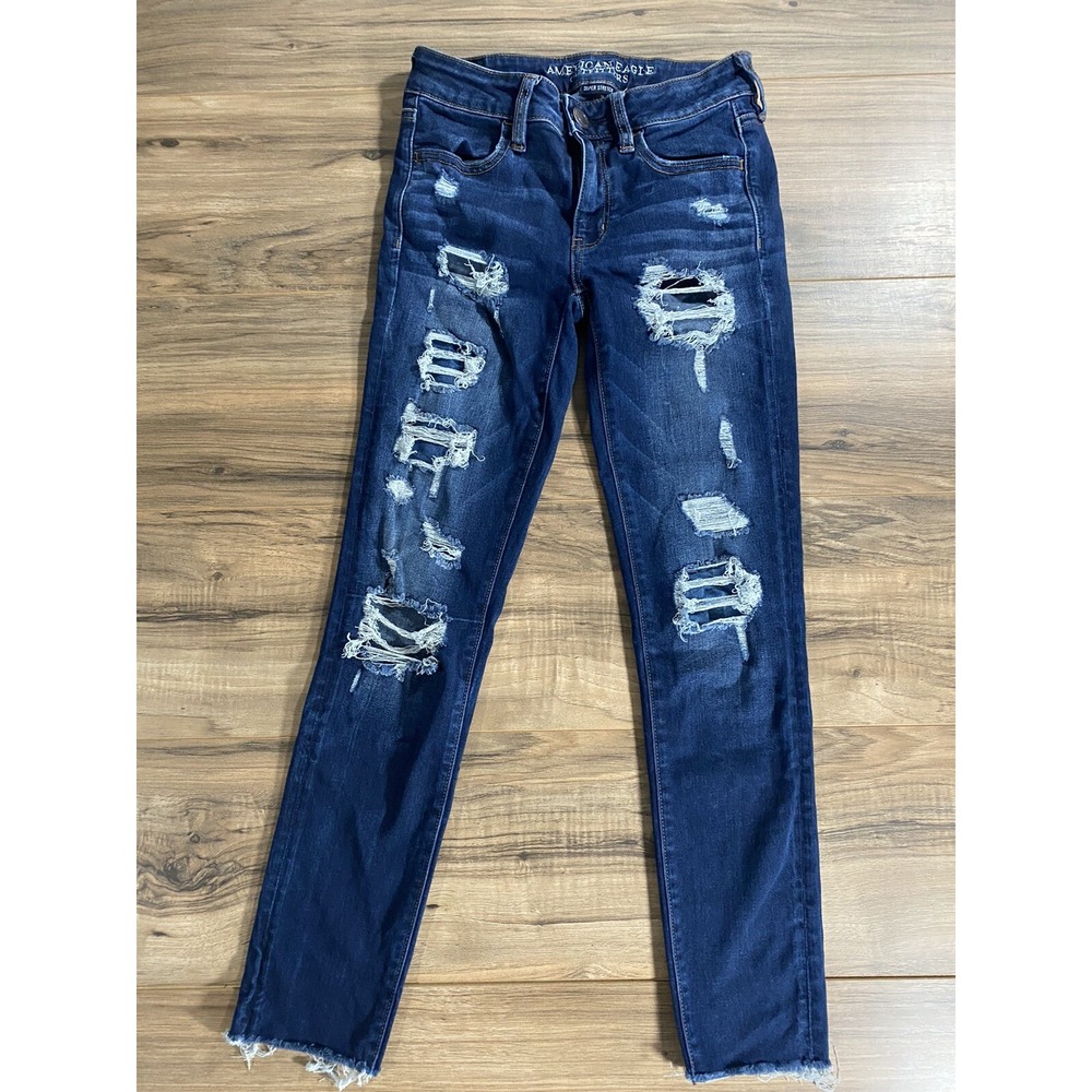 American Eagle Outfitters Super Stretch Jegging Crop Jeans‎ Size 2 Long ripped
